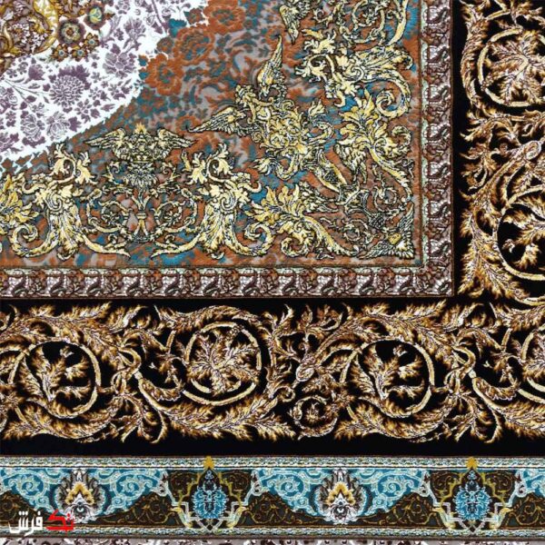 فرش گل برجسته دیبا 1000 شانه طرح الیزه زمینه کرم