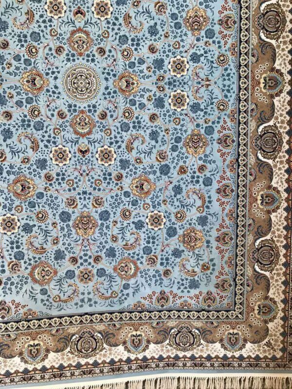 فرش 1200 شانه افشان گل برجسته (هایبالک) فیروزه ای