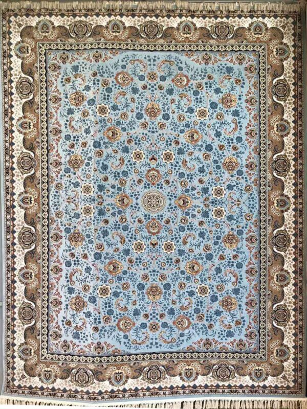 فرش 1200 شانه افشان گل برجسته (هایبالک) فیروزه ای