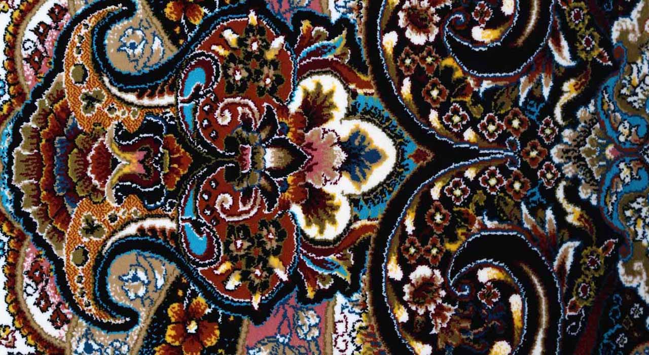 فرش ماشینی 1000 شانه محتشم طرح آترینا زمینه سرمه ای