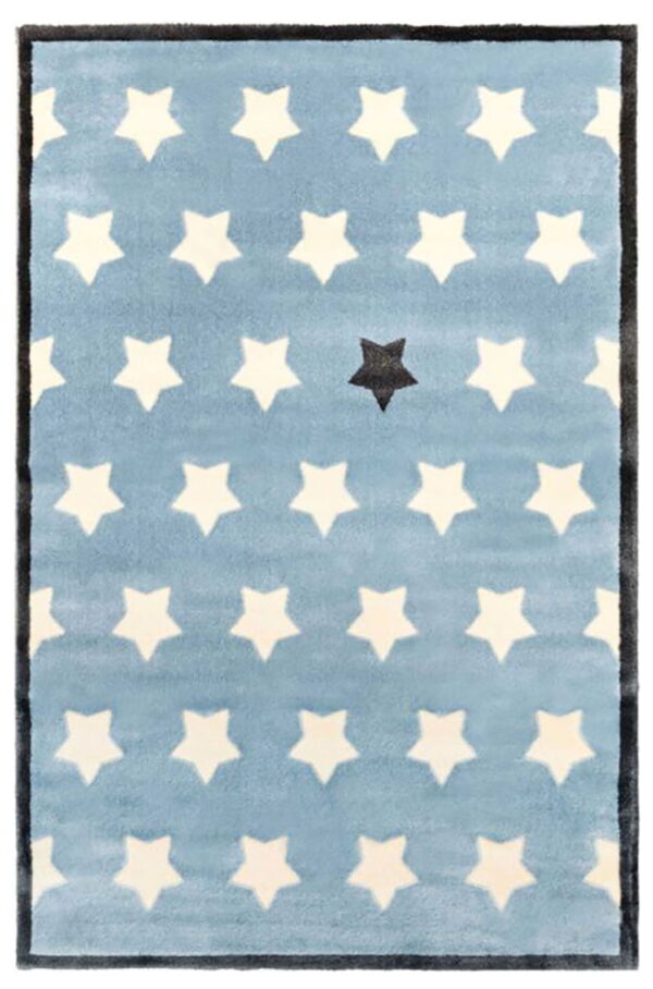 فرش ماشینی اتاق کودک طرح ستاره آبی کد 0014