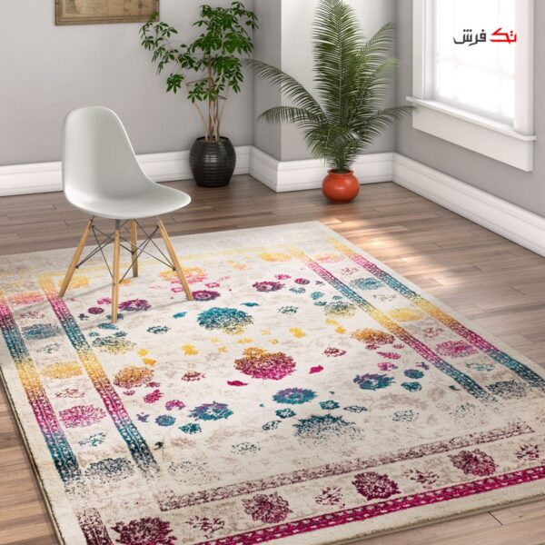 فرش ماشینی کلکسیون کهنه نما ( وینتیج ) کد Q00120 کرم
