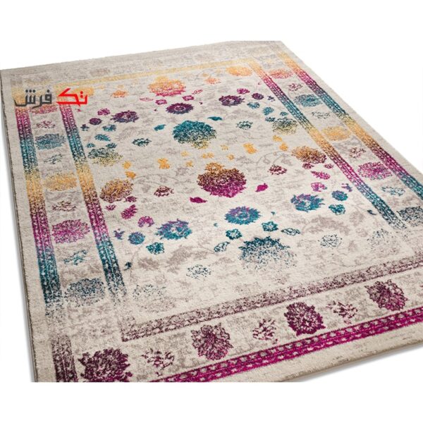 فرش ماشینی کلکسیون کهنه نما ( وینتیج ) کد Q00120 کرم