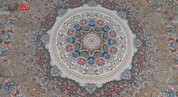 فرش طرح مرجان نسکافه ای 1200 شانه تراکم 3600 گل برجسته