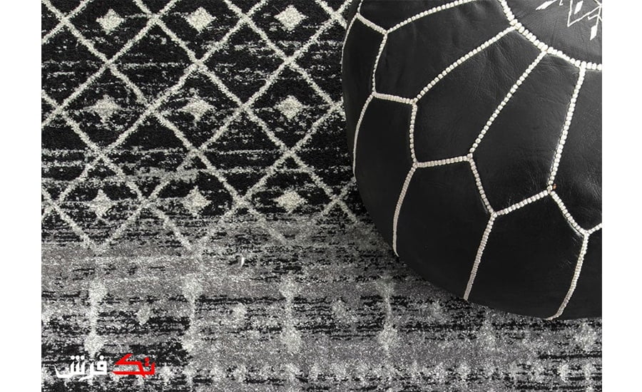 فرش ماشینی کلکسیون فانتزی طرح مراکشی کد 1108 مشکی