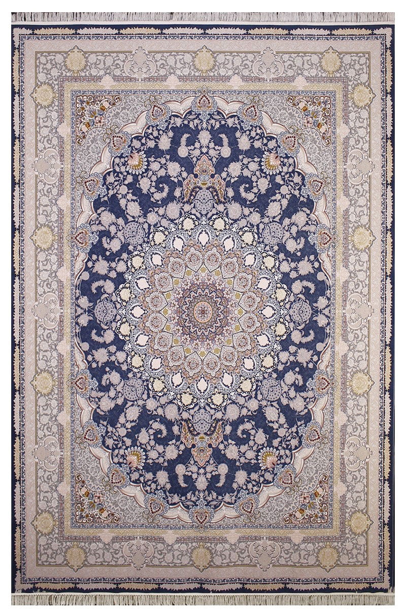 فرش ستاره آسمان کویر کد 2002 زمینه اطلسی گل برجسته