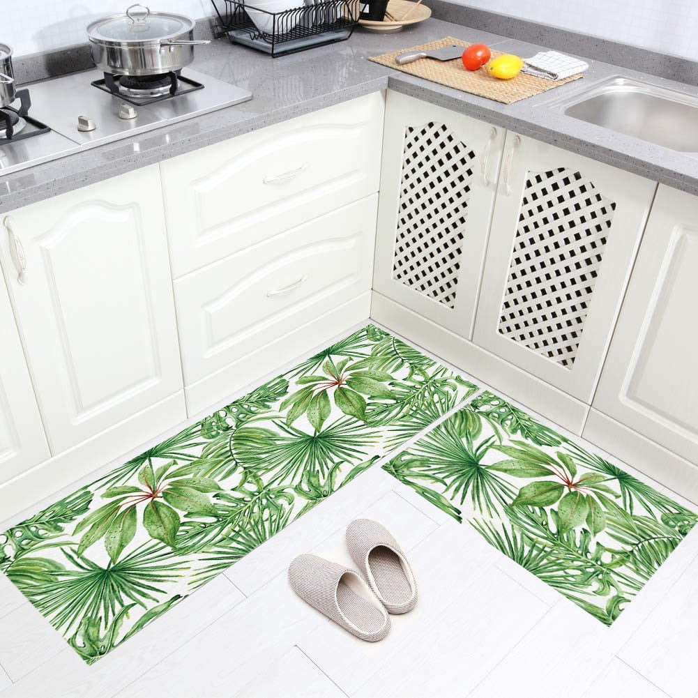 فرش ماشینی طرح آشپزخانه مجموعه 2 سایز کد K0020 زمینه سبز
