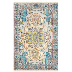 فرش ماشینی کلکسیون کهنه نما ( وینتیج ) کد Q00010 زرد