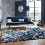 Rug-for-a-blue-sofa-plant-patterns-1