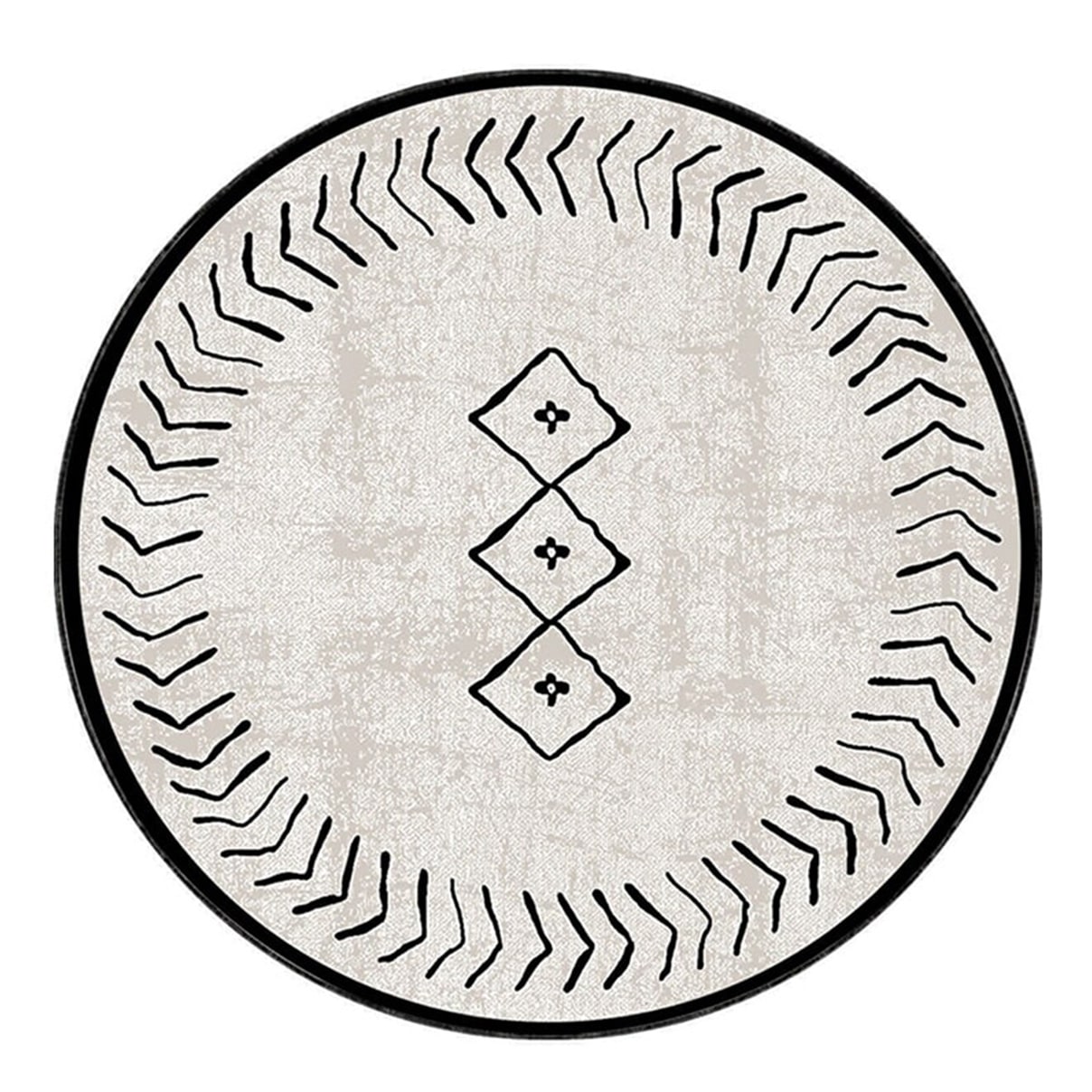 فرش ماشینی دایره کلکسیون مراکشی کد 300103 زمینه سفید