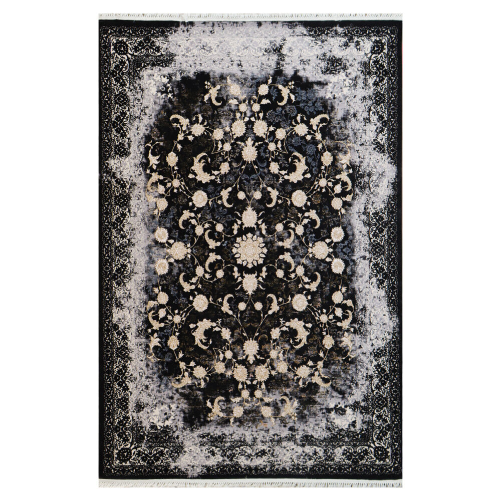 فرش ماشینی آنا کلکسیون وینتیج کد 7004 زمینه ذغالی