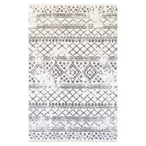 فرش ماشینی کلکسیون فانتزی طرح مراکشی کد 40215 زمینه مشکی سفید