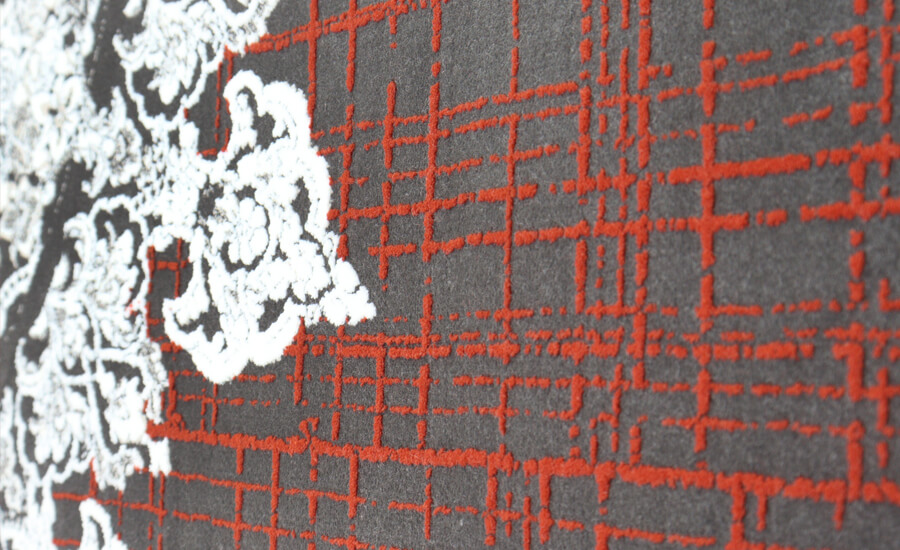 فرش ماشینی 1200 شانه وینتیج طرح ونوس رنگ دودی ( گل برجسته )