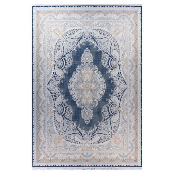فرش ماشینی 1200 شانه اکرولیک تراکم 3600 کد HV1031 رنگ سرمه ای (گل برجسته)